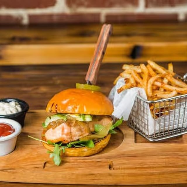 Fresh Salmon Burger.
