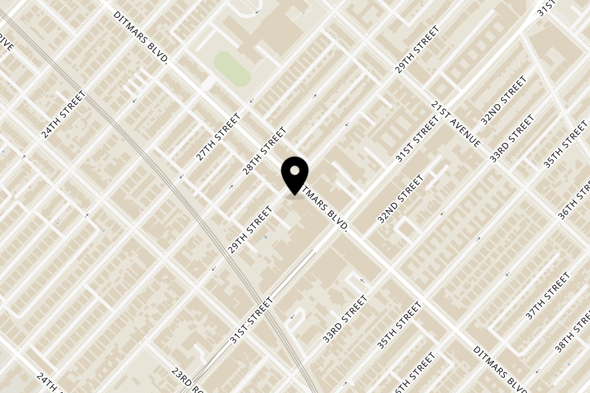 Map showing the location of KX Burger + Beyond on 29-04 Ditmars Blvd in Astoria